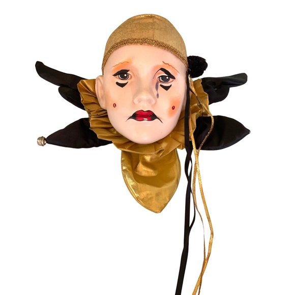 Brinn's Ceramic Harlequin Clown Head Wall Art Vintage Mardi Gras Hand Painted - Picture 4 of 9